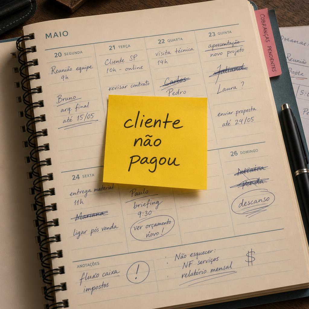 Agenda com anotação cliente não pagou